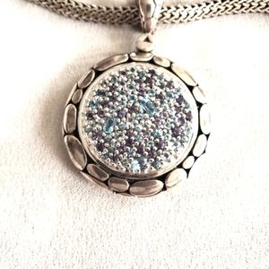JOHN HARDY .925 Sterling Silver Kali Large Pendant Sea Colorway Necklace